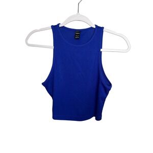 Royal Blue Sleeveless Ribbed Cropped Tank Top -‎ Women's Casual Summer Essential